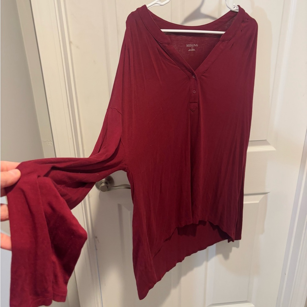 MERONA Burgundy Women's Tunic Top - Picture 2 of 7